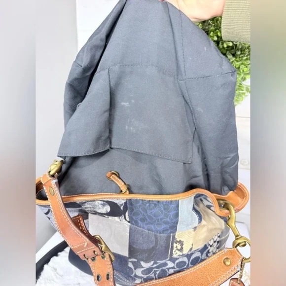 Coach Denim Patchwork Shoulder Bag 10003 Holiday 2006 Ltd Edition Leather Trim - Picture 14 of 16